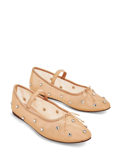 Loeffler Randall Leonie Crystal-embellished Tulle Ballet Flats In Neutrals