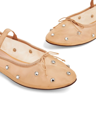 Loeffler Randall Leonie Crystal-embellished Tulle Ballet Flats In Neutrals
