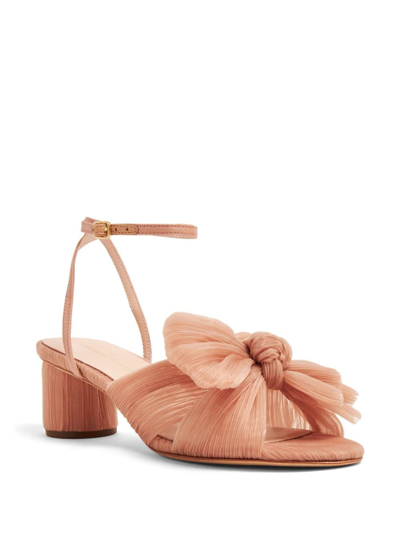 Loeffler Randall Dahlia 50mm Plissé Bow Sandals In Neutrals