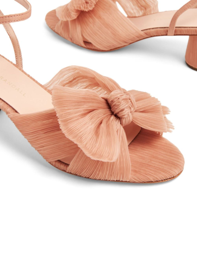 Loeffler Randall Dahlia 50mm Plissé Bow Sandals In Neutrals