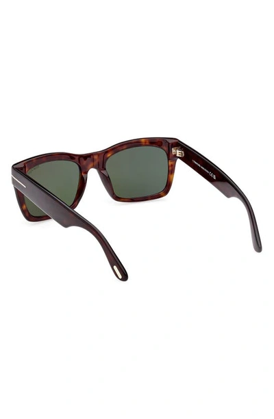 Shop Tom Ford Nico 56mm Square Sunglasses In Classic Dark Havana / Green