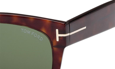 Shop Tom Ford Nico 56mm Square Sunglasses In Classic Dark Havana / Green