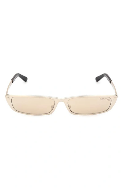 Shop Tom Ford Everett 59mm Square Sunglasses In Shiny Pale Gold / Brown Ivory