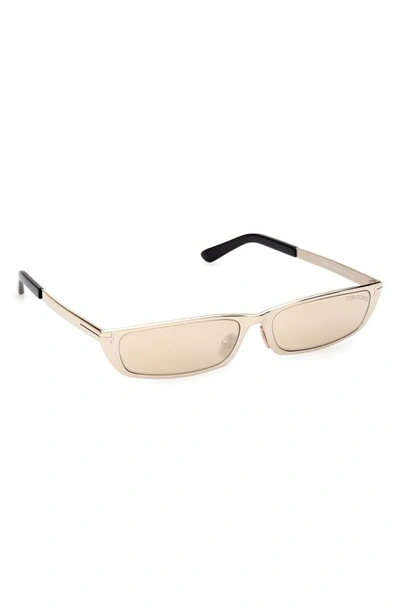 Shop Tom Ford Everett 59mm Square Sunglasses In Shiny Pale Gold / Brown Ivory
