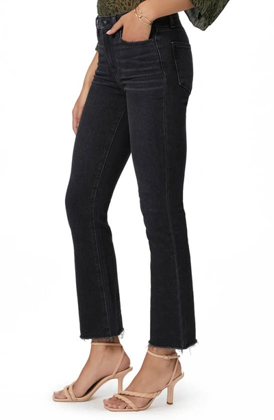 Shop Paige Claudine Raw Hem Flare Jeans In Black Lotus