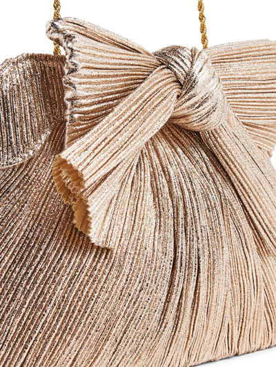 Loeffler Randall Plissé Metallic Bow Crossbody Bag In Gold