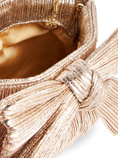Loeffler Randall Plissé Metallic Bow Crossbody Bag In Gold