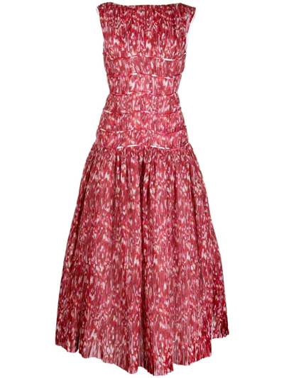 Shop Rachel Gilbert Poppy Printed Midi Dress In Red