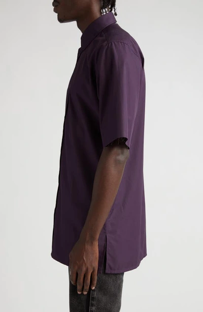 Shop Maison Margiela Short Sleeve Cotton Button-up Shirt In Purple
