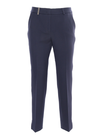 Shop Peserico Slim Fit Cropped Pants In Blue