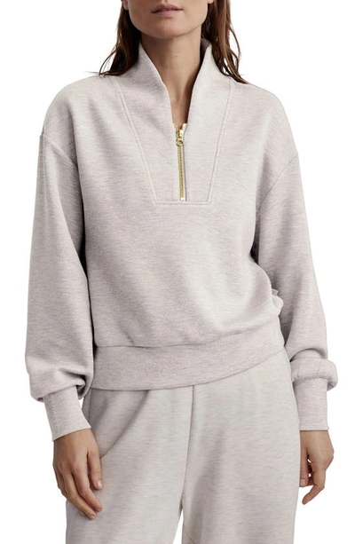 Shop Varley Davidson Woven Sweatshirt In Ivory Marl