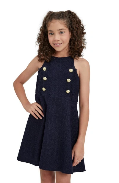 Shop Bardot Kids' Sima Bouclé Blazer Dress In Navy