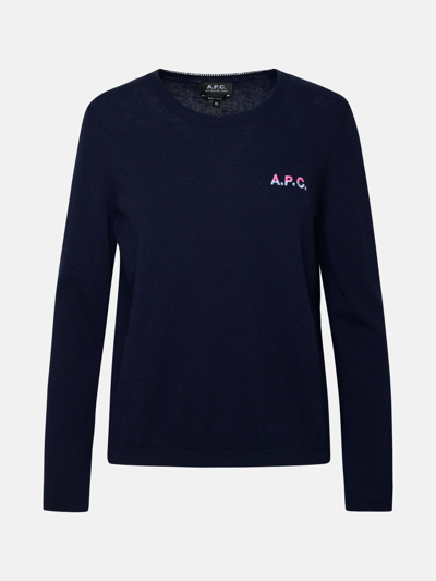 Shop Apc Albane Blue Cotton Sweater