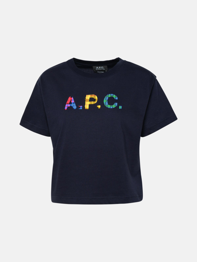 Shop Apc Val Navy Cotton T-shirt