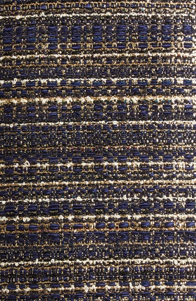 Shop Valentino Contrast Trim Metallic Tweed Miniskirt In Navy/ Gold/ Avorio