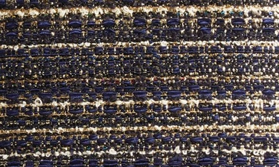 Shop Valentino Contrast Trim Metallic Tweed Miniskirt In Navy/ Gold/ Avorio