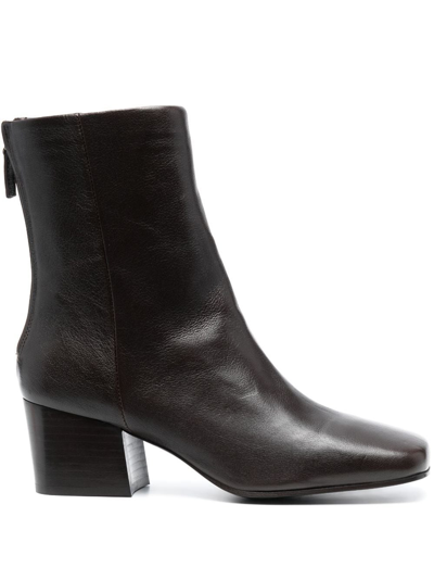 Shop Lemaire 60 Mm Leather Ankle Boots In Brown