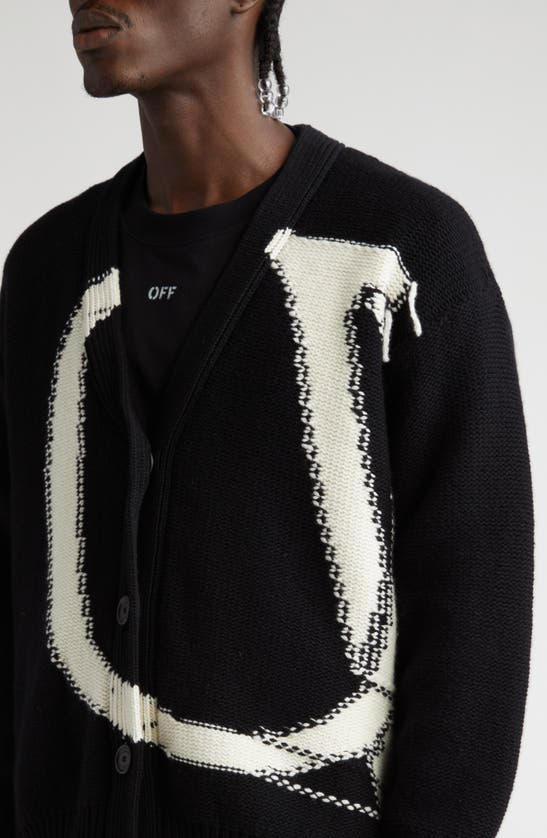 Off-White maxi logo-intarsia wool cardigan - 1004 BLACK WHITE A
