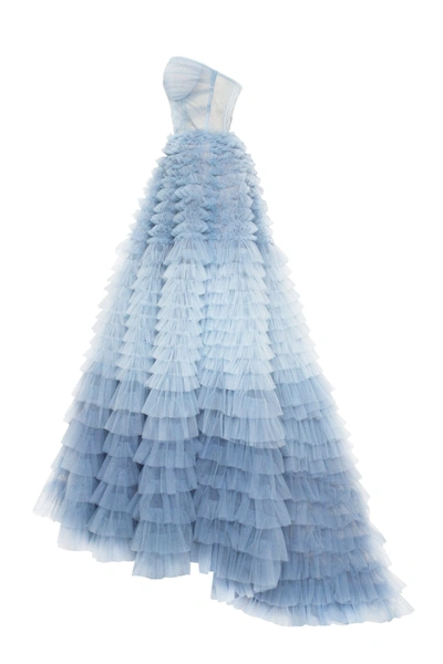 Milla Light Blue Strapless Frill-layered Fluffy Dress