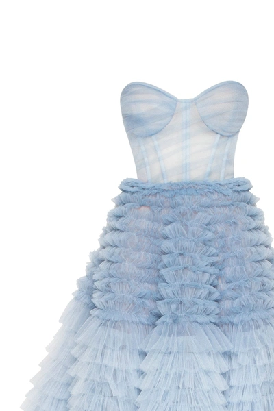 Shop Milla Light Blue Strapless Frill-layered Fluffy Dress