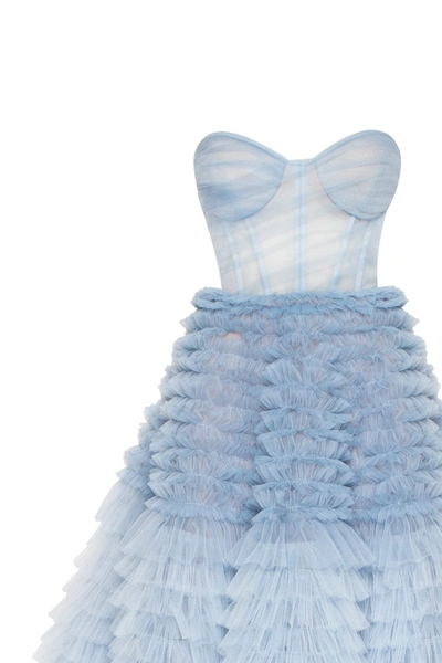 Milla Light Blue Strapless Frill-layered Fluffy Dress