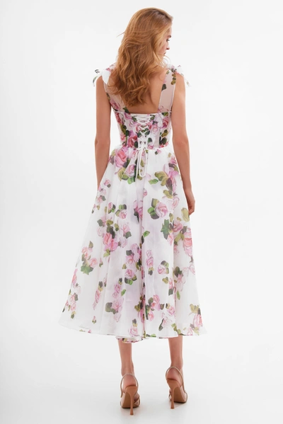 Shop Milla Tender Floral Midi Tie-strap Dress In Apple Blossom