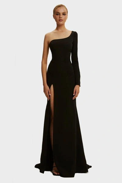 Milla Trumpet Gown With Detachable Sleeve In Black