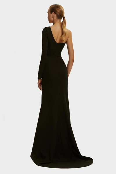 Milla Trumpet Gown With Detachable Sleeve In Black