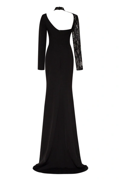 Milla Trumpet Gown With Detachable Sleeve In Black