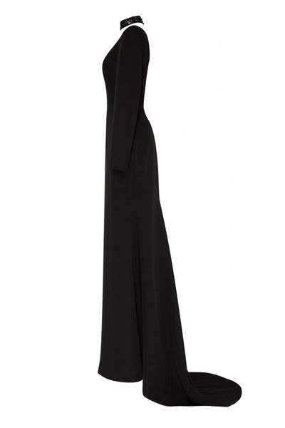 Milla Trumpet Gown With Detachable Sleeve In Black
