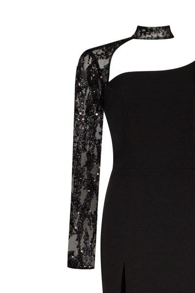 Milla Trumpet Gown With Detachable Sleeve In Black