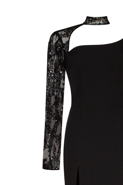 Milla Trumpet Gown With Detachable Sleeve In Black
