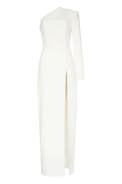 Milla White Long-sleeved Dress With Sharp Shoulder Cut In White