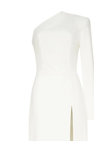 Shop Milla White Long-sleeved Dress With Sharp Shoulder Cut