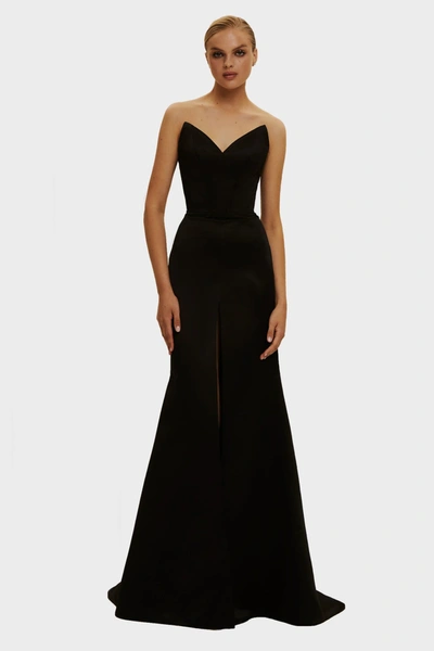 Milla Black Elegant Strapless Trumpet Evening Gown In Black