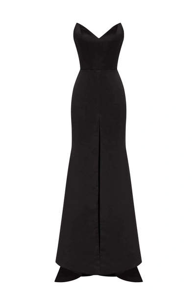 Milla Black Elegant Strapless Trumpet Evening Gown In Black