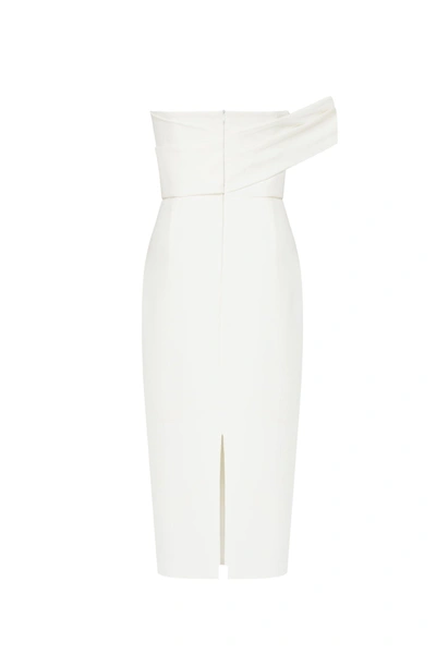 Milla Ivory Classy Midi Dress With Open Neckline In White