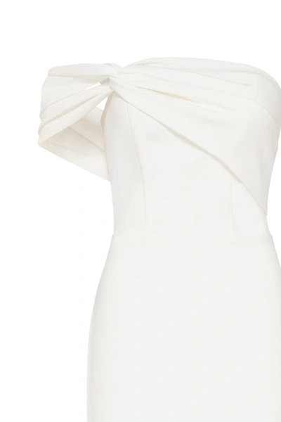 Milla Ivory Classy Midi Dress With Open Neckline In White