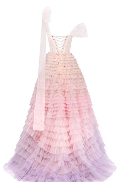 Milla Charming Ball Gown With The Frill-layered Ombre Maxi Skirt In Lavender