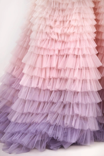 Shop Milla Charming Ball Gown With The Frill-layered Ombre Maxi Skirt In Lavender