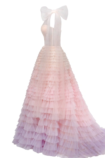 Shop Milla Charming Ball Gown With The Frill-layered Ombre Maxi Skirt In Lavender