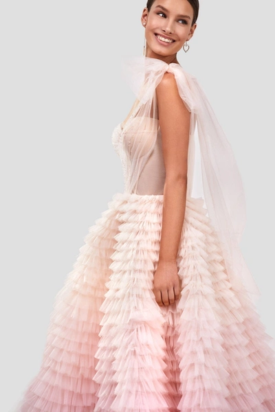 Milla Charming Ball Gown With The Frill-layered Ombre Maxi Skirt In Lavender