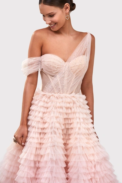 Milla Charming Ball Gown With The Frill-layered Ombre Maxi Skirt In Lavender