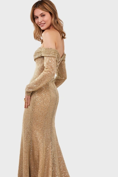 Shop Milla Golden Romantic Off-the-shoulder Sparkling Long Dress