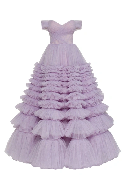 Shop Milla Ultra Puffy Prom Maxi Dress In Lavender