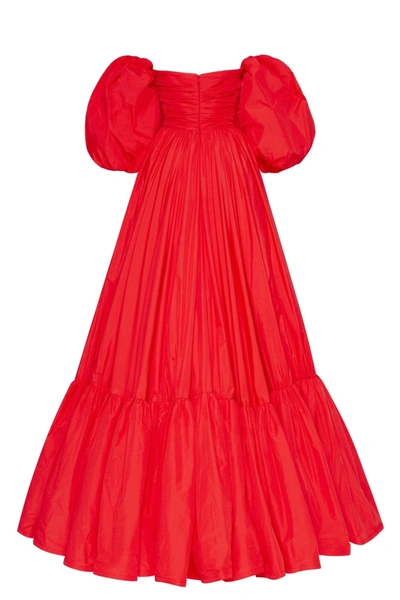 Milla Carmen Puffy Dress With Voluminous Off-the-shoulder Sleeves In Red