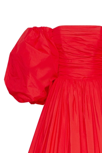 Milla Carmen Puffy Dress With Voluminous Off-the-shoulder Sleeves In Red