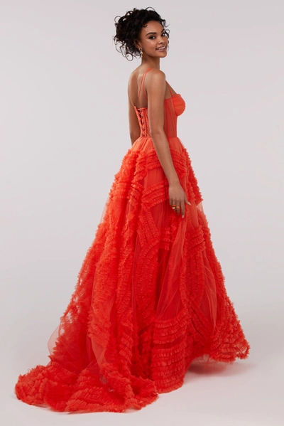 Milla Tangerine Tulle Ornament Maxi Dress In Orange