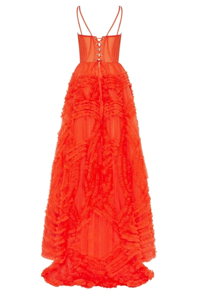 Milla Tangerine Tulle Ornament Maxi Dress In Orange