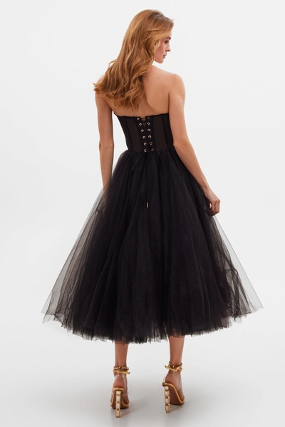 Milla Black Strapless Puffy Midi Tulle Dress